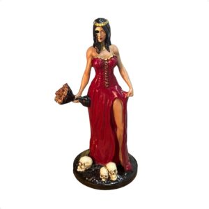 Pomba Gira Rosa Caveira (V/R) 24 cm - Resina - Umbanda Candomble