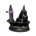 Incensário Cascata Rosa Caveira (R) - Resina - Umbanda Candomble