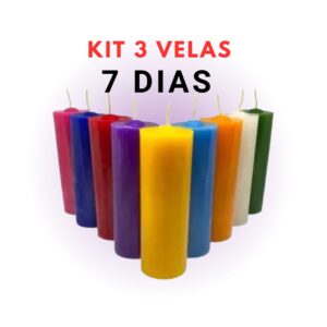 Kit 3 Velas de Sete Dias - Escolha sua Cor